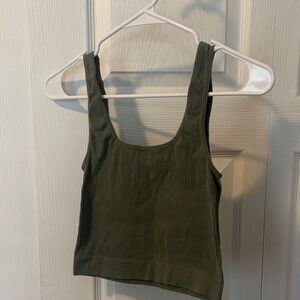 Charlotte Russe Dark Green Ribbed Tank Top
